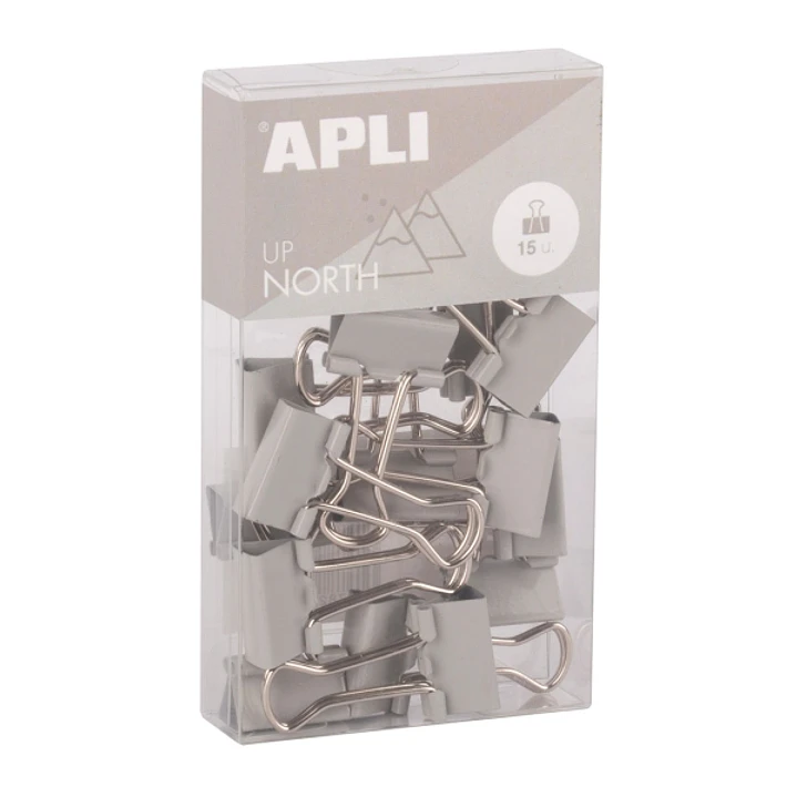 Apli Up North Pack con 15 Pinzas de Metal 19mm - Color Gris 1