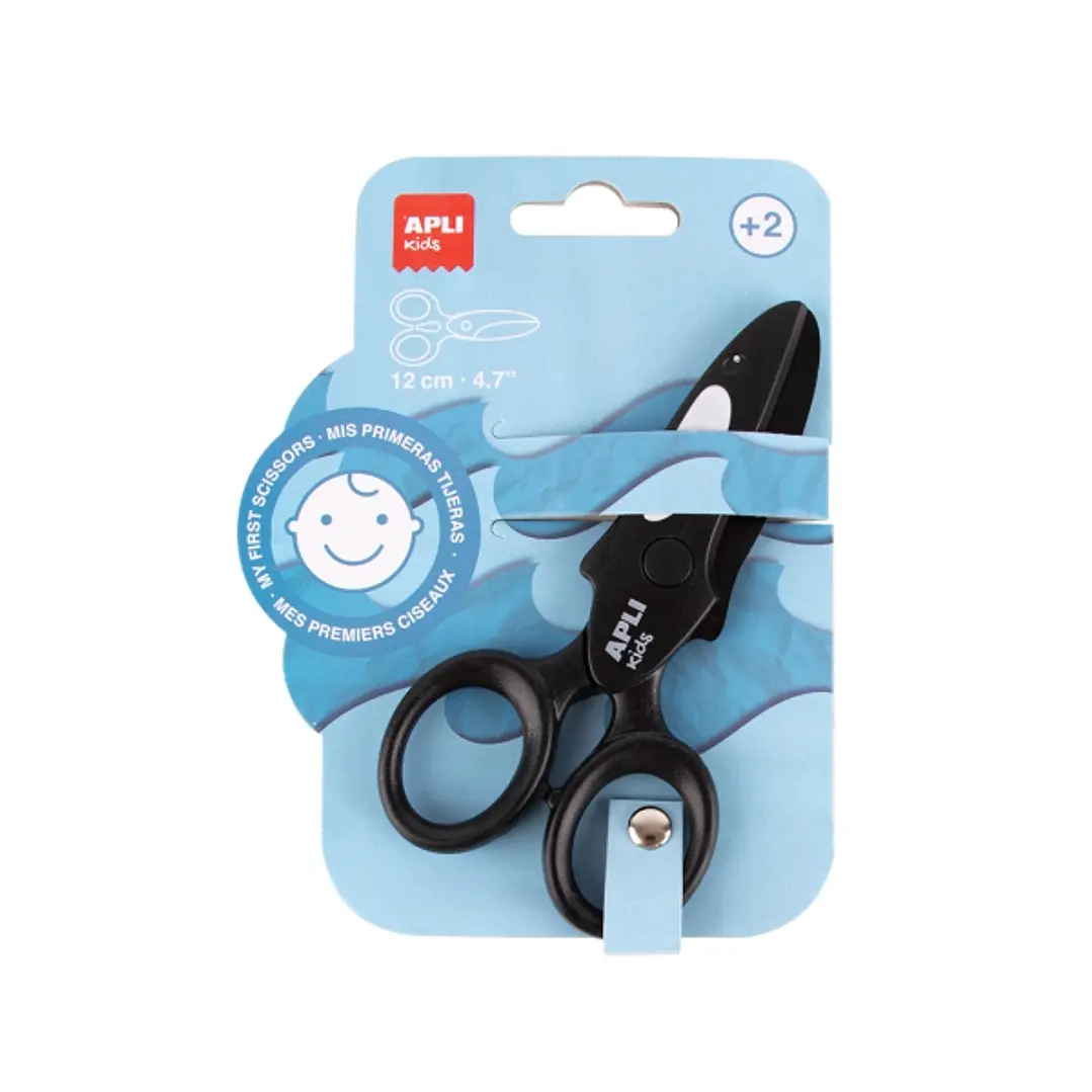Apli Kids Tijera Preescolar 12cm - Sistema de Seguridad que Evita Cortes en la Piel, el Pelo o la Ropa - Con Formas de Animales - Diseño Orca 1