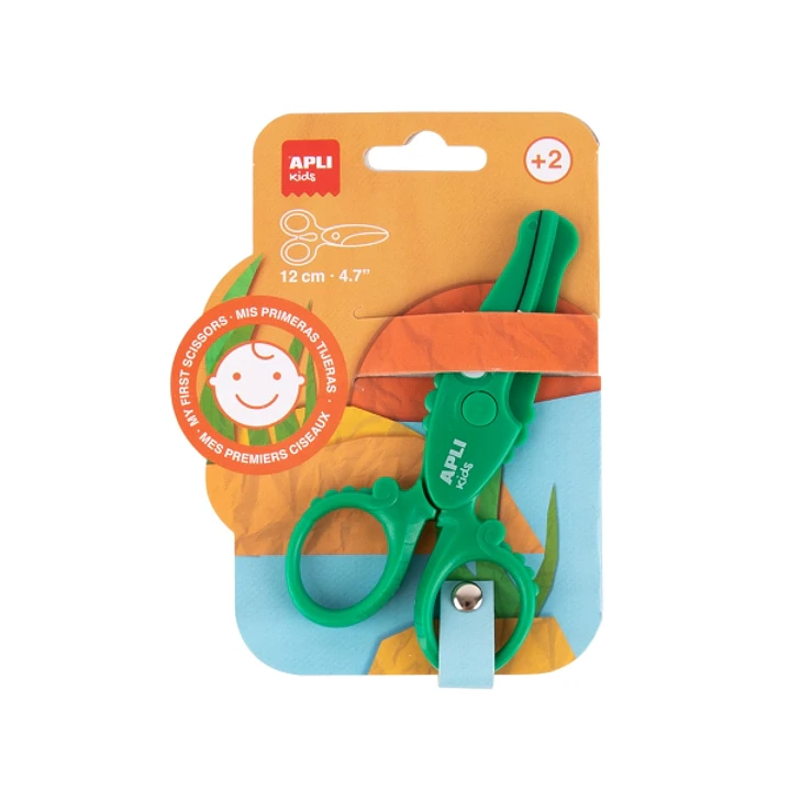 Apli Kids Tijera Preescolar 12cm - Sistema de Seguridad que Evita Cortes en la Piel, el Pelo o la Ropa - Con Formas de Animales - Diseño Cocodrilo 1