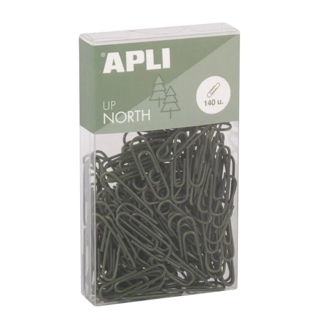 Apli Up North Pack con 140 Clips de Metal 28mm - Color Caqui 1