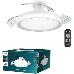 Philips Bliss DC Fan Ceiling Ventilador de Techo con Luz LED Hasta 6500K - Aspas Retractiles - 35W Ventilador + 28W Luz - Sparkle -  Mando a Distancia