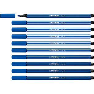 Stabilo Pen 68 Rotulador de Punta de Fibra - Trazo de 1mm aprox. - Tinta con Base de Agua - Color Azul Oscuro