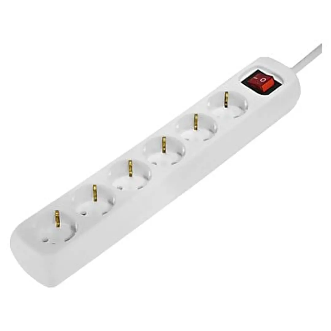 Hama Regleta Alimentacion con 6 Tomas - Cable 1.4m - Interruptor de Encendido - 33.7x5.5x4.7cm - Color Blanco 1