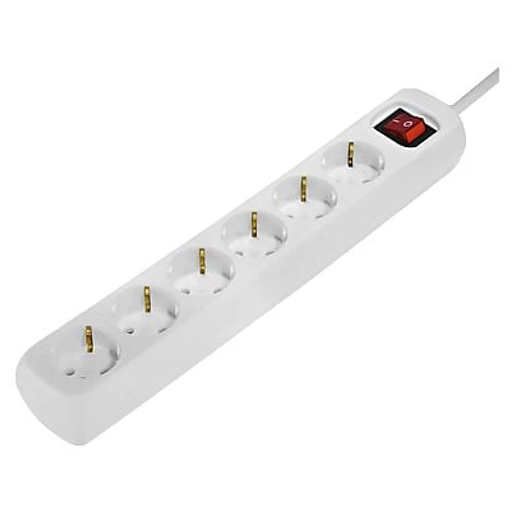 Hama Regleta Alimentacion con 6 Tomas - Cable 1.4m - Interruptor de Encendido - 33.7x5.5x4.7cm - Color Blanco 1