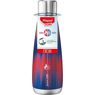 Maped Picnik Botella Isotermica 0.5L - Doble Pared de Acero Inoxidable - Liquidos Calientes hasta 15h, Frios hasta 30h - Color Azul/Rojo