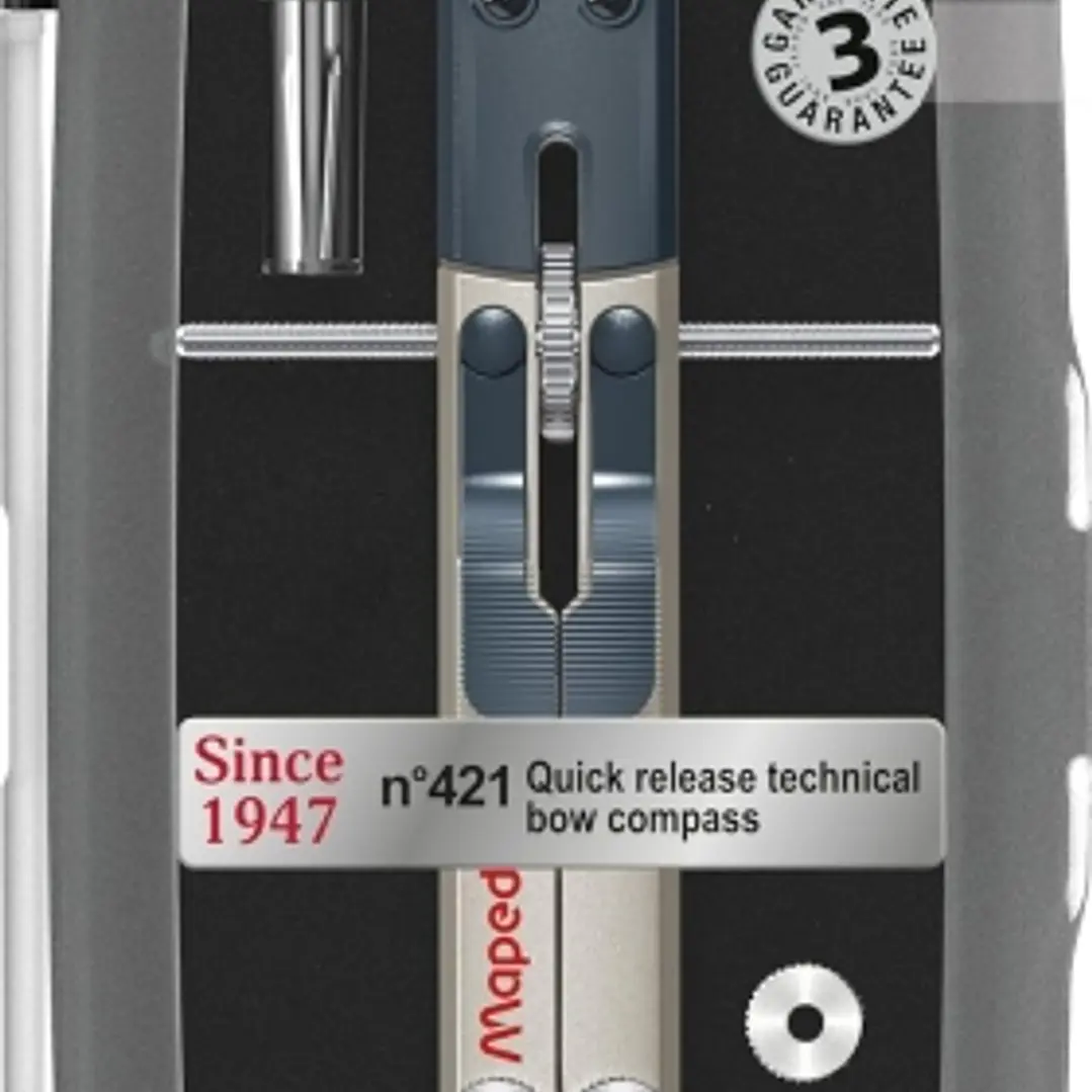 Maped Nº421 Since 1947 Compas Bigotera Tecnica Rapida - Diametro Maximo 34cm - Fabricado en Metal - Incluye Adaptador y Estuche de Minas 1