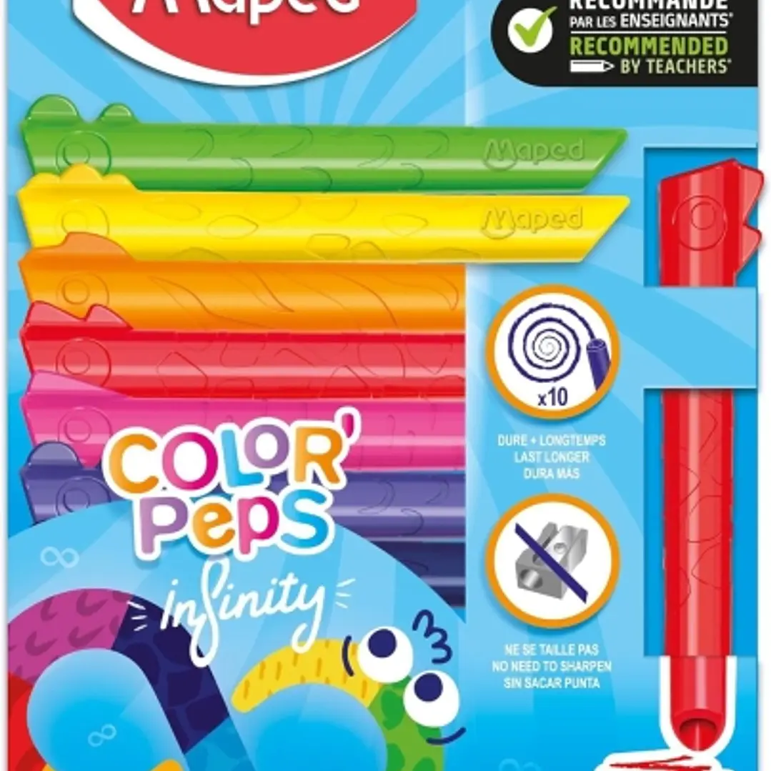 Maped Color`Peps Infinity Jumbo Pack de 12 Lapices de Colores de Larga Duracion - Hecho Totalmente de Mina - Colores Surtidos 1