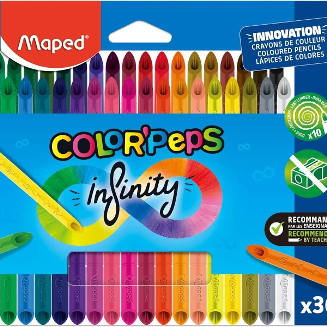 Maped Color`Peps Infinity Pack de 36 Lapices de Colores de Larga Duracion - Hecho Totalmente de Mina - Colores Surtidos 1