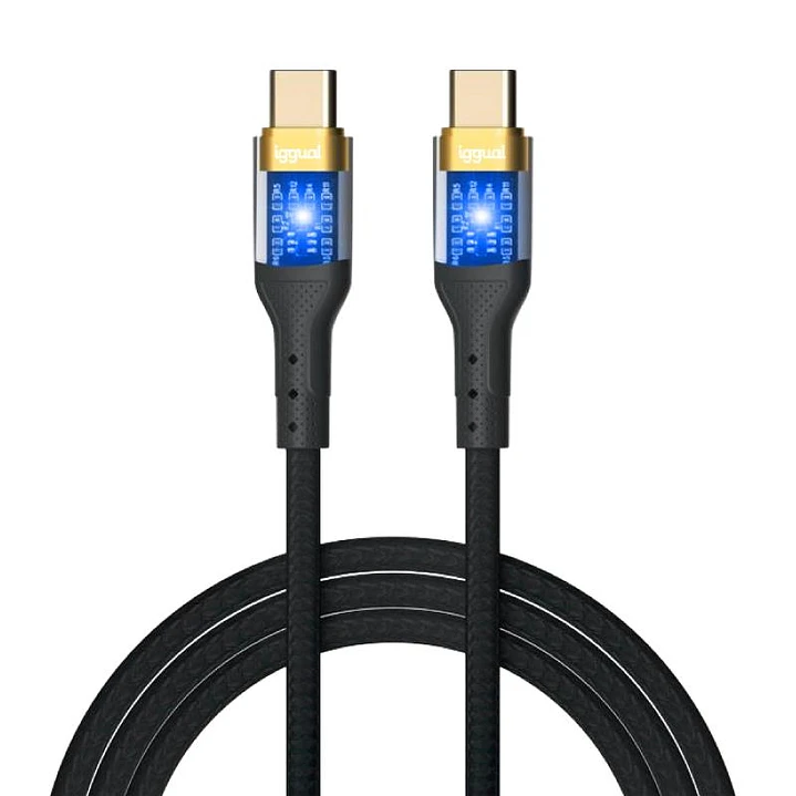iggual Cable USB-C a tipo C 3A 100 cm trenzado LED 1