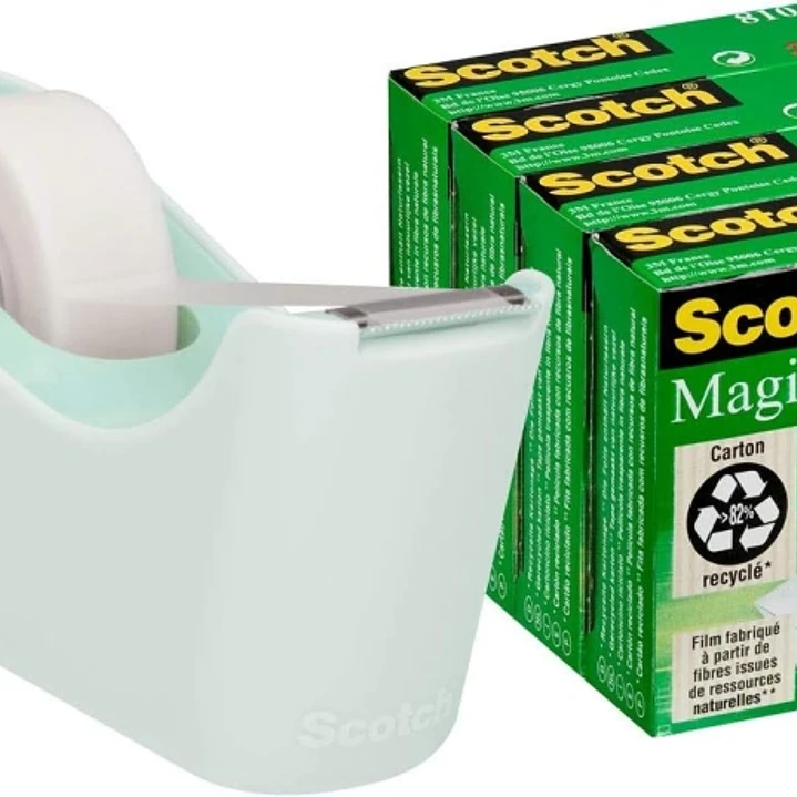 Scotch C18 Pack de Dispensador de Cinta Adhesiva + 4 Cintas Adhesivas Scotch Magic - Para Cintas de hasta 19mm x 33m - Color Verde Menta 1