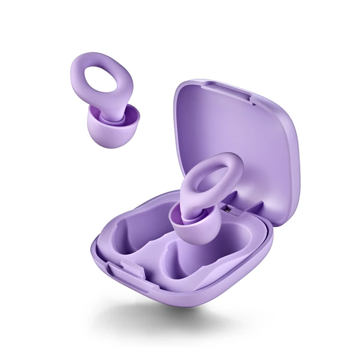 NGS Noon Tapones para Oidos con Reduccion de Ruido - Silicona - Funda y 4 Almohadillas - Color Morado 1