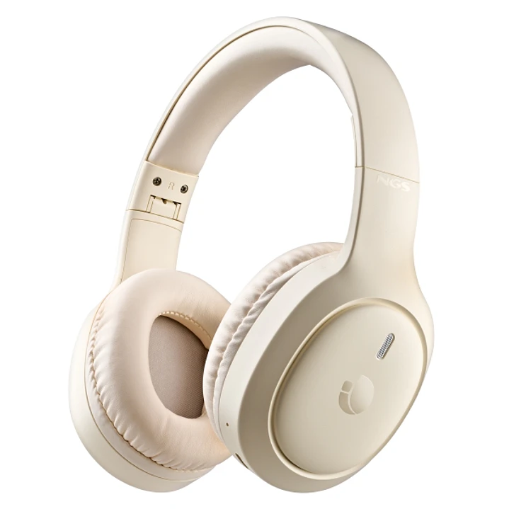 NGS Artica Tempest Auriculares Bluetooth 6.0 - Bateria Extraible - Plegable - Autonomia hasta 80h - Color Beige 1