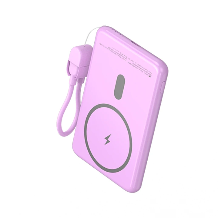 Leotec Powerbank Inalambrico 5.000 mAh -  PD 20W - Qi 15W - Color Rosa 1