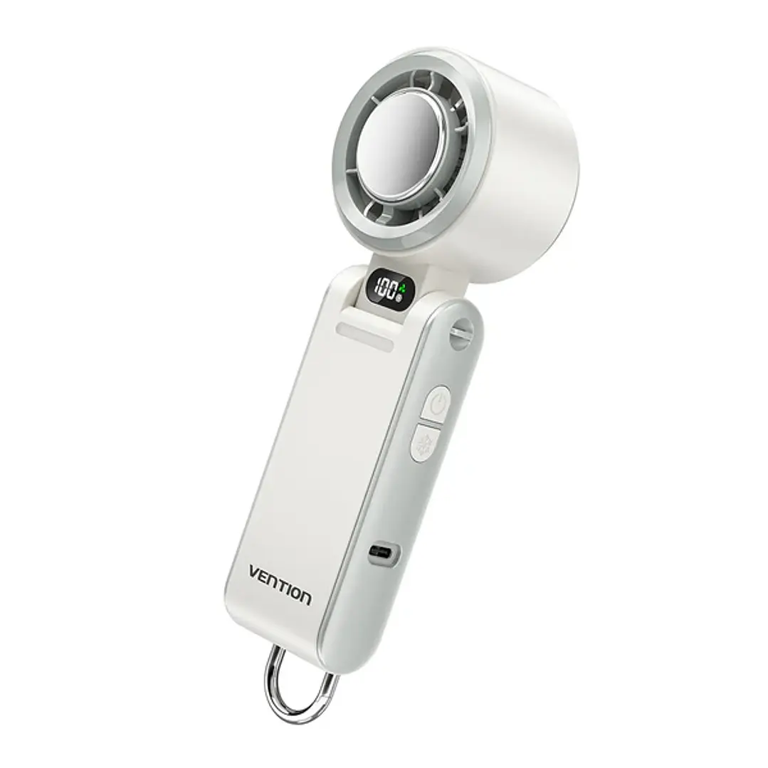 Vention PBC Ventilador de Mano - Velocidad Maxima 13000RPM - Nivel Regulable de 1 a 100 -  Funcion Frio - Bateria de 3000mAh - Pantalla LED - Conexion 1