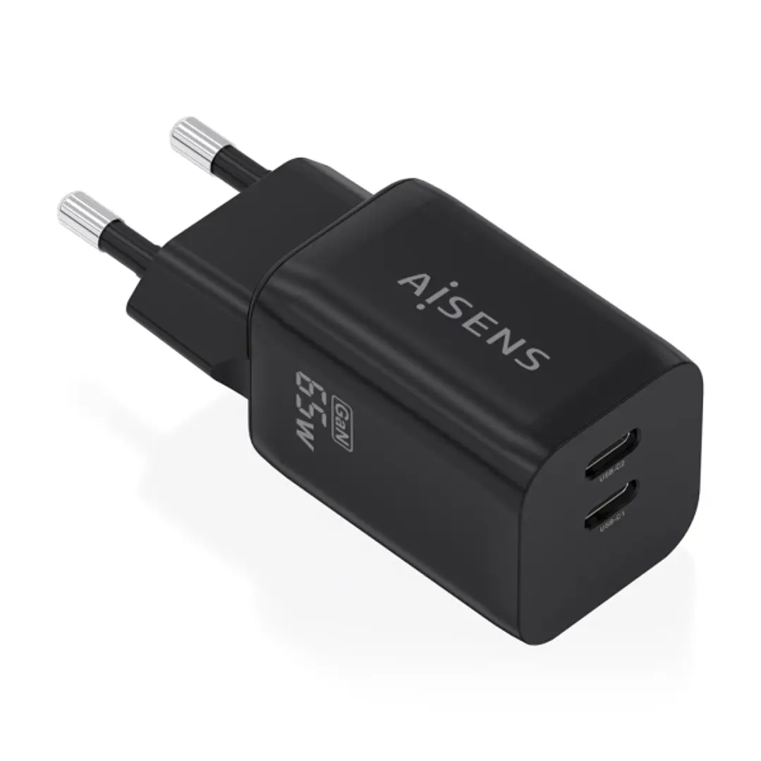 Aisens Cargador Gan 65W - 2xUSB-C PD3.0 QC4.0 - Color Negro 1
