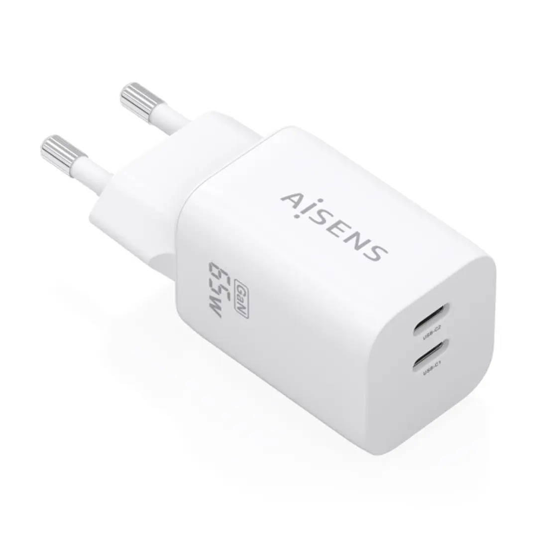 Aisens Cargador Gan 65W - 2xUSB-C PD3.0 QC4.0 - Color Blanco 1