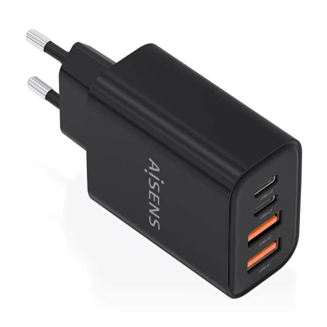 Aisens Cargador Gan 32W - 2xUSB-C PD3.0 - 2xUSB-A QC3.0 - Color Negro 1