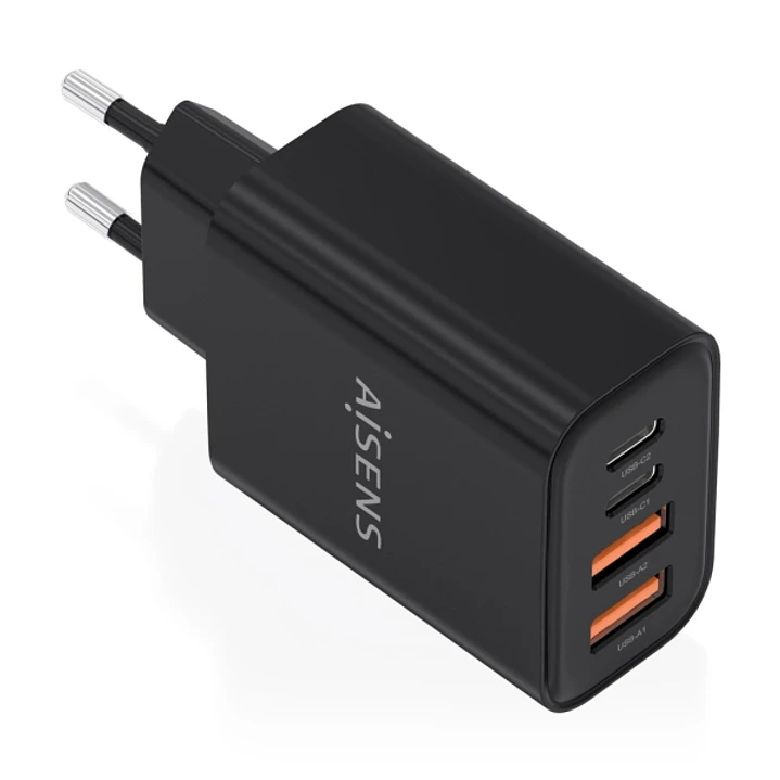 Aisens Cargador Gan 32W - 2xUSB-C PD3.0 - 2xUSB-A QC3.0 - Color Negro 1