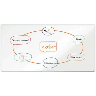 Nobo Premium Plus Pizarra Magnetica de Acero Lacado 2400x1200mm - Montaje en Esquinas - Blanco