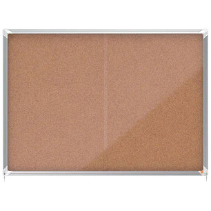 Nobo Vitrina Interior 18 Hojas A4 Corcho Puerta Deslizante - Superficie Autorregenerable - Aluminio - Color Natural