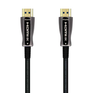 Aisens Cable HDMI V2.1 AOC (Active Optical Cable) Fibra Optica Ultra Alta Velocidad UHS 8K@60Hz 4K@120Hz 4:4:4 48Gbps - A/M-A/M - 100m - Color Negro