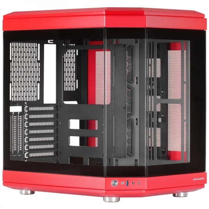 Mars Gaming MC-3T Caja Gaming Premium - Tres Paneles de Cristal Templado - Montaje Vertical de GPU - Conectividad USB-C - Hasta 10 Ventiladores - Colo 1