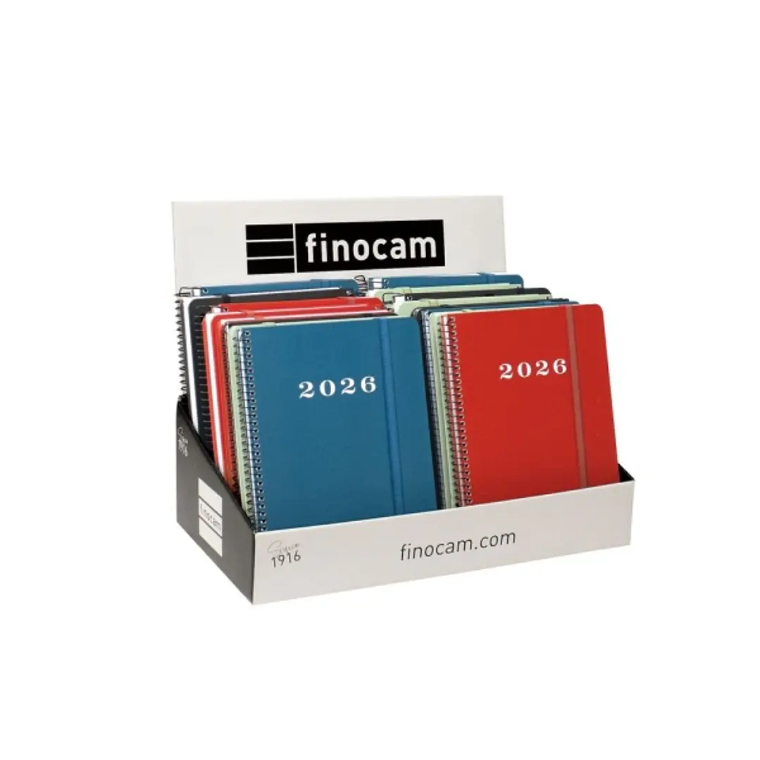 Finocam My Expositor con 16 Agendas de Espiral Surtidas en Catalan - Anual 2026 - Tapa Dura Antirayaduras - Color Surtidos 1