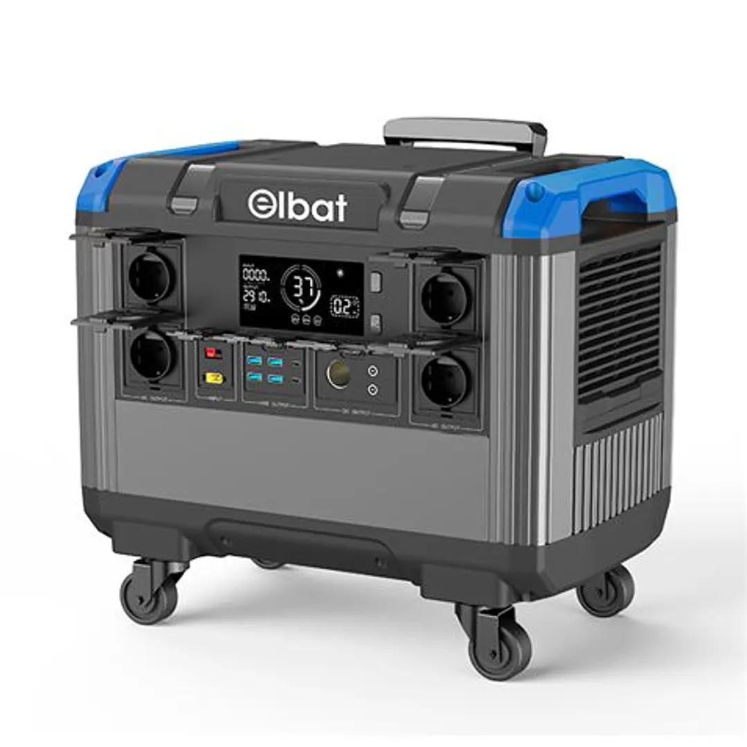 Elbat Generador de Energia Portatil - 3000W - Bateria de Litio 840.000Mah - Display LED - Funcion BMS - Admite Carga con Panel Solar - Incluye Adaptad 1