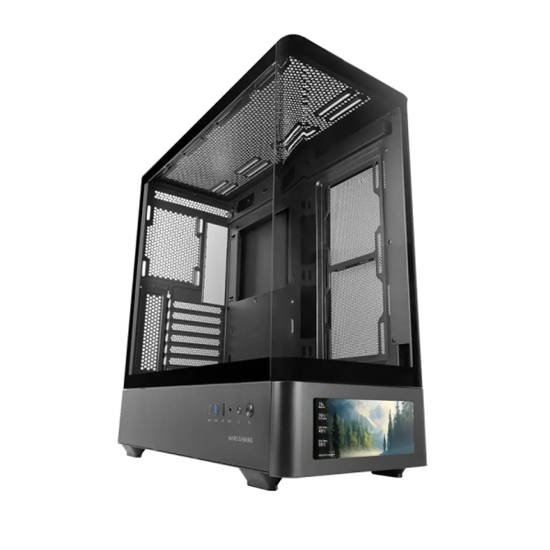Mars Gaming MC-LCDPRO Caja Torre ATX - Pantalla IPS de 7.2” Personalizable - Cristal Templado Frontal y Lateral - Doble Camara - 7 Ranuras de Expansio 1