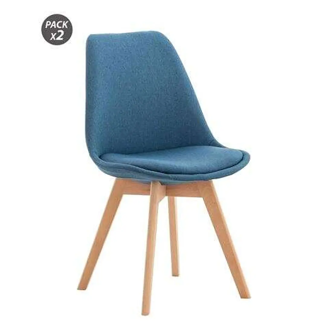 Muvip Pack 2 Sillas Design D400 - Tela Azul Oscuro 1