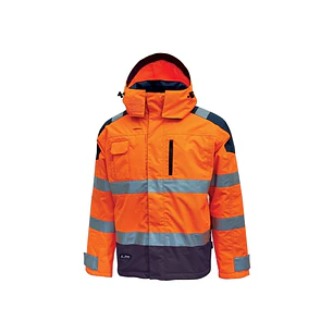 Upower Defender Parka Anti-Lluvia Impermeable y Transpirable - Talla L - Rayas Reflectantes, Multiples Bolsillos Espaciosos, Capucha Ajustable y Desmo