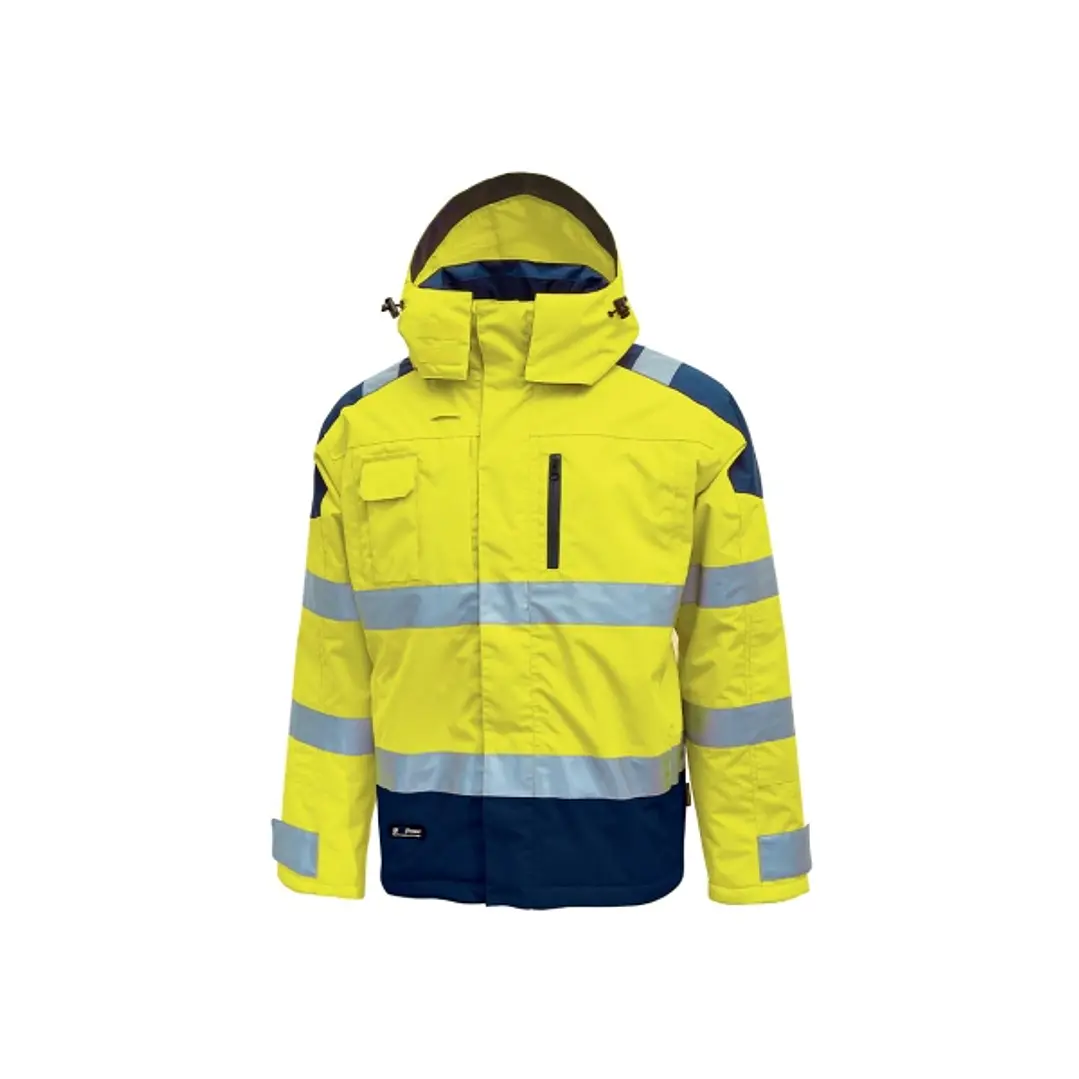Upower Defender Parka Anti-Lluvia Impermeable y Transpirable - Talla M - Reflectantes en Busto y Mangas, Bolsillo Multimedia con Free Sound, Capucha D 1