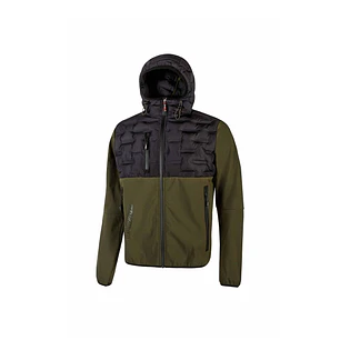 Upower Spock Chaqueta Hibrida Transpirable y Antiviento - Talla S - Cremallera Impermeable, Capucha Ajustable, Plumon Acolchado sin Costuras, Bolsillo