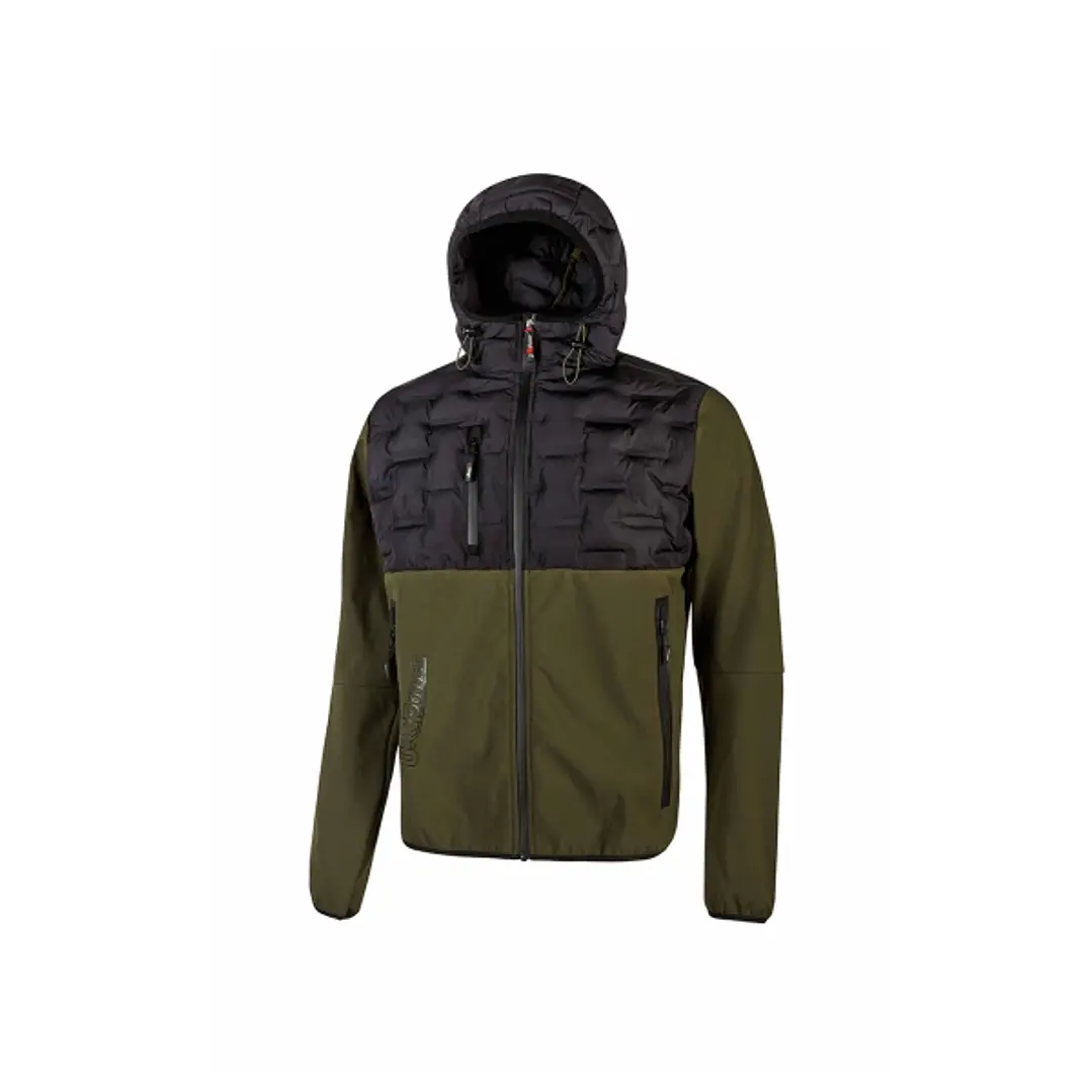 Upower Spock Chaqueta Hibrida Transpirable y Antiviento - Talla S - Cremallera Impermeable, Capucha Ajustable, Plumon Acolchado sin Costuras, Bolsillo 1