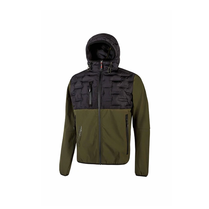 Upower Spock Chaqueta Hibrida Transpirable y Antiviento - Talla M - Cremallera Impermeable, Capucha Ajustable, Plumon Acolchado sin Costuras, Bolsillo 1