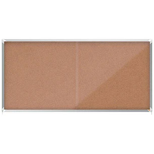Nobo Premium Plus Vitrina de Puerta Corredera con Fondo de Corcho 27xa4 - Seguridad y Elegancia - Natural