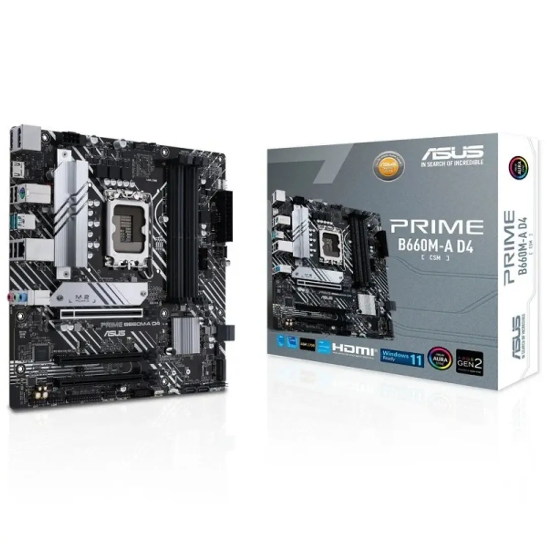 Asus Prime B660M-A D4-CSM Placa Base Intel 1700 4x DDR4 - HDMI, M.2, PCIe4.0, 4x Sata III, USB 3.2, ATX 1
