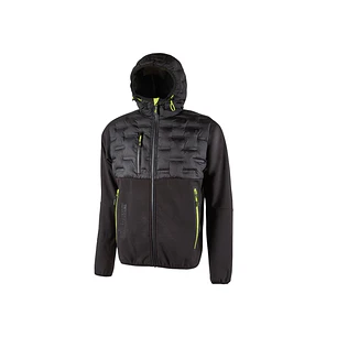 Upower Spock Chaqueta Hibrida Transpirable y Antiviento - Talla L - Cierre Impermeable, Capucha Ajustable, Plumon sin Costuras, Bolsillos Fluorescente