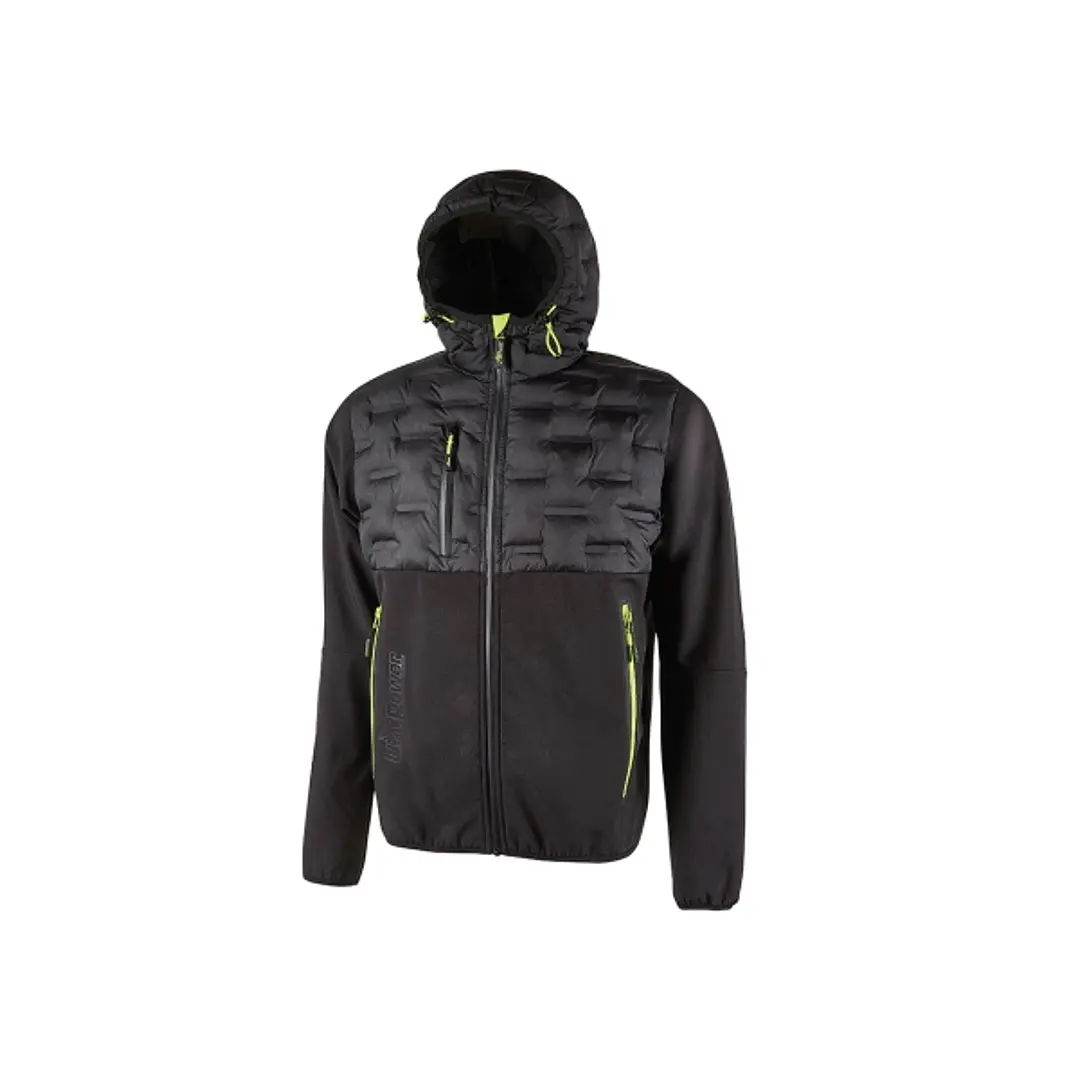 Upower Spock Chaqueta Hibrida Transpirable y Antiviento - Talla L - Cierre Impermeable, Capucha Ajustable, Plumon sin Costuras, Bolsillos Fluorescente 1