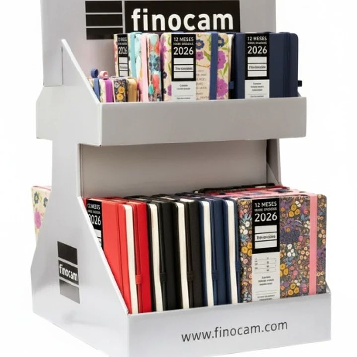 Finocam Minimal Design Expositor Giratorio con 55 Agendas Minimal Surtidas en Catalan - Anual 2026 - Color Surtidos 1