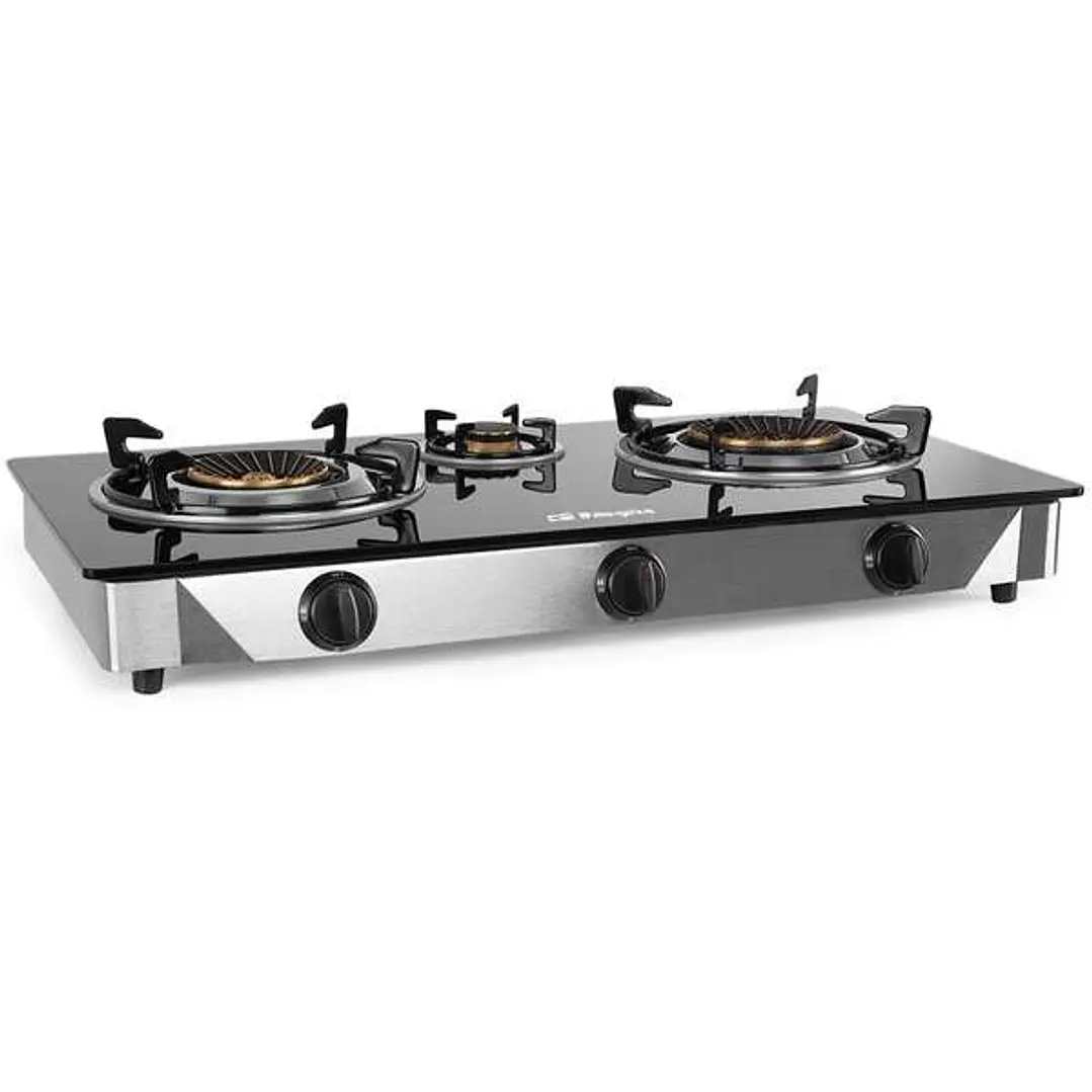 Orbegozo FO 3520 Hornillo a Gas Elegance - Encendido Piezoelectrico - 2 Quemadores de Triple Corona - Seguridad FFD - Acero Inoxidable y Cristal Templ 1