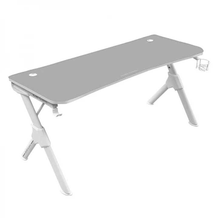 Mars Gaming MGD140 Mesa de Juego - Superficie Completa de Mousepad - Soporte para Auriculares - Portavasos Integrado - Color Blanco 1