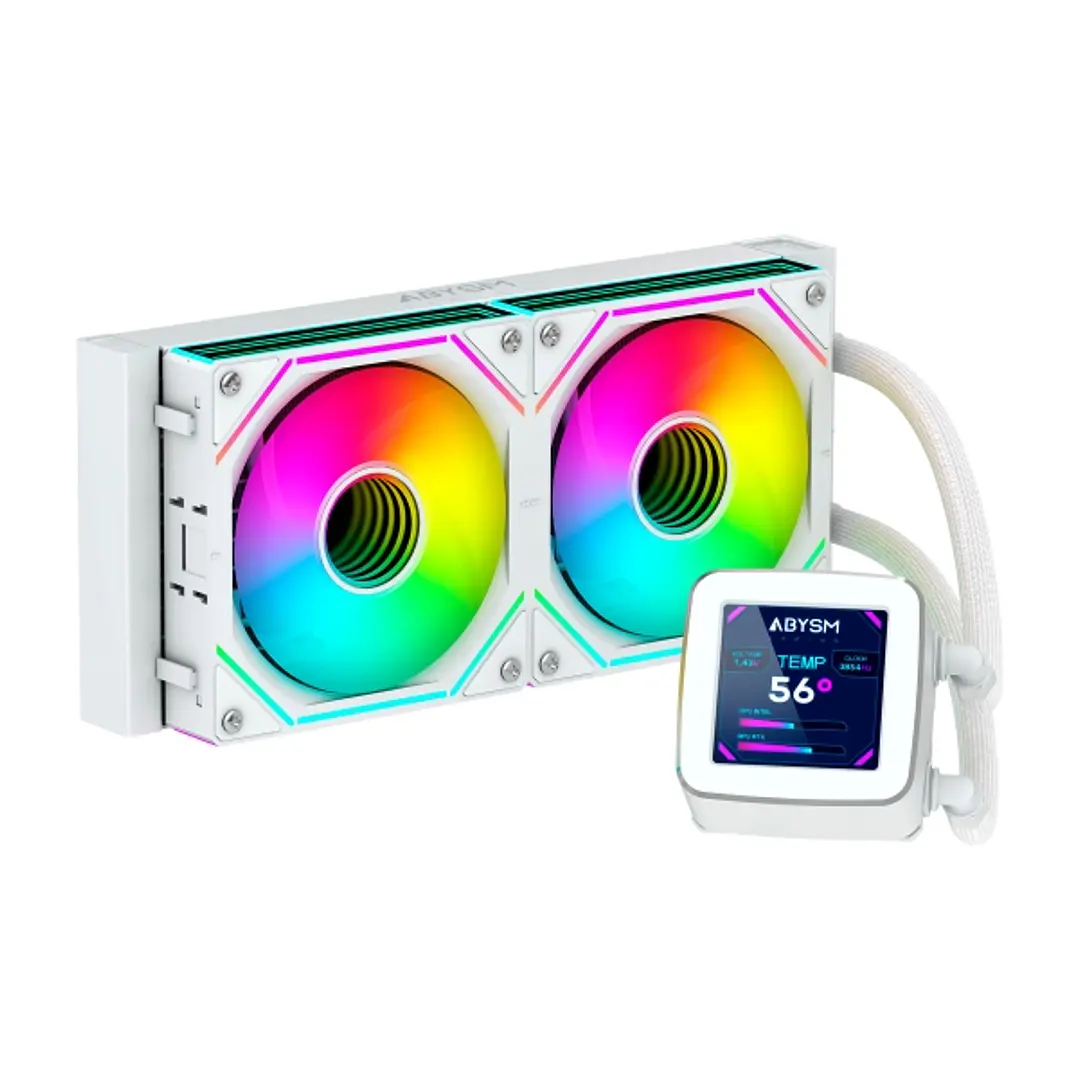 Abysm Oceanic LCD 240 ARGB Kit de Refrigeracion Liquida - 2 Ventiladores de 120mm - Iluminacion ARGB - Pantalla LCD 2.8