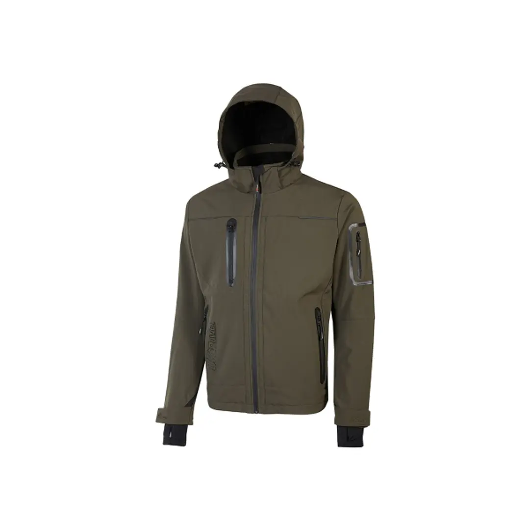 Upower Space Chaqueta Softshell - Talla S - Repelente al Agua, a Prueba de Viento, Forro Micropolar, Capucha Desmontable, Cremalleras Fluorescentes, P 1