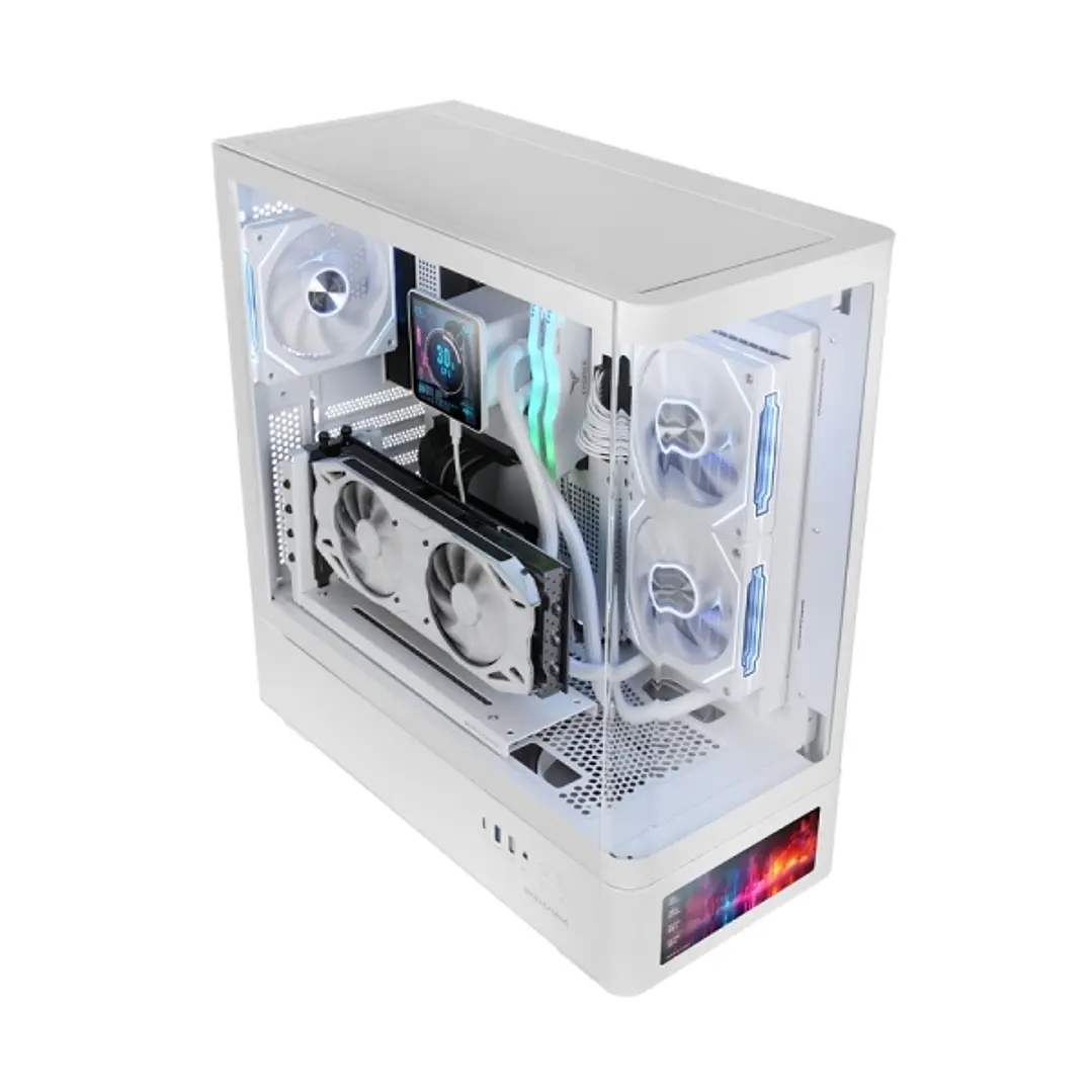 Mars Gaming MC-LCDPRO Caja Torre ATX - Pantalla IPS de 7.2” Personalizable - Cristal Templado Frontal y Lateral - Doble Camara - 7 Ranuras de Expansio 1