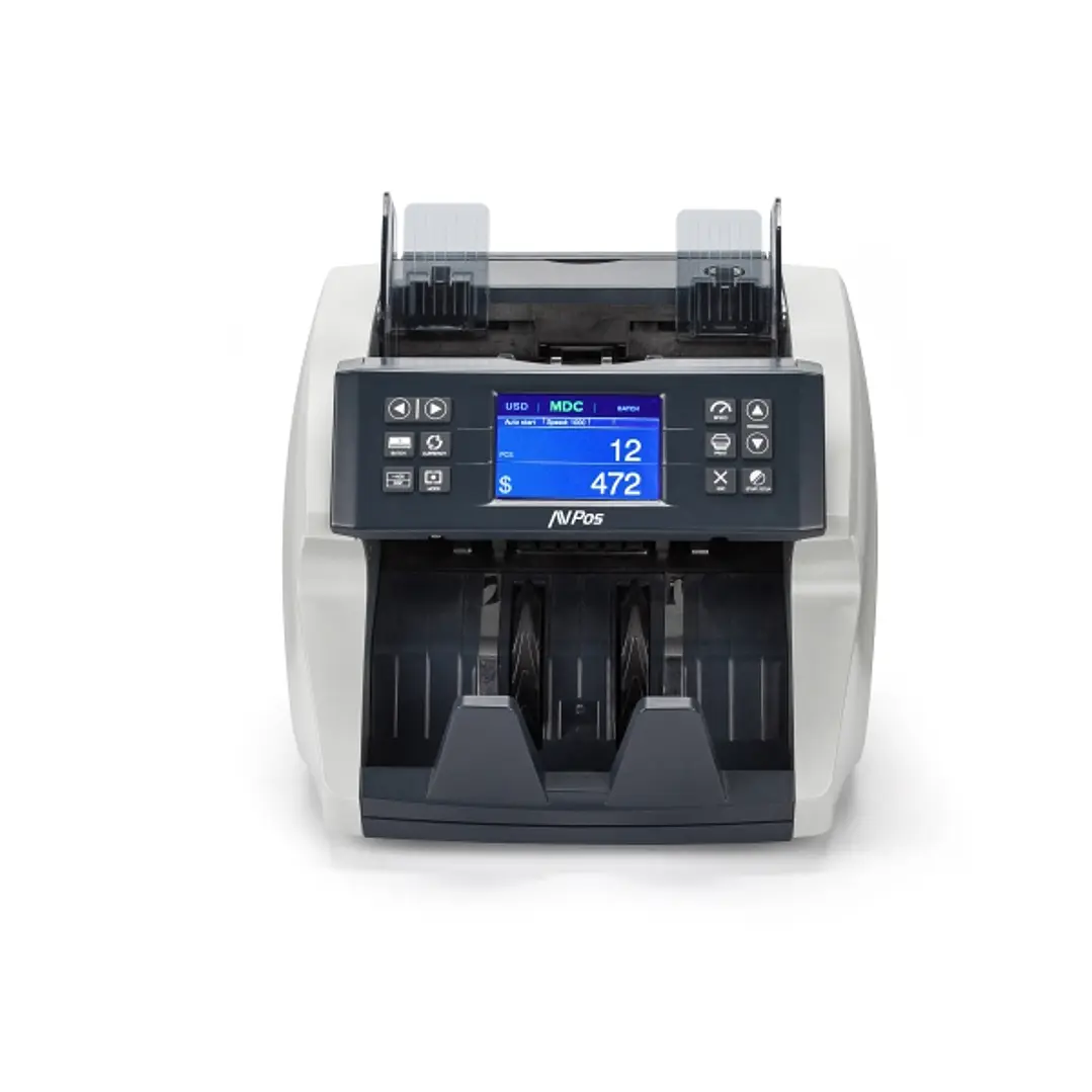 AVPos Contador/Detector de Billetes AVP-DTC180 - Cuenta Cantidad de Billetes, Valor Subtotal y Valor Total - 1200 Billetes min - Color Negro 1