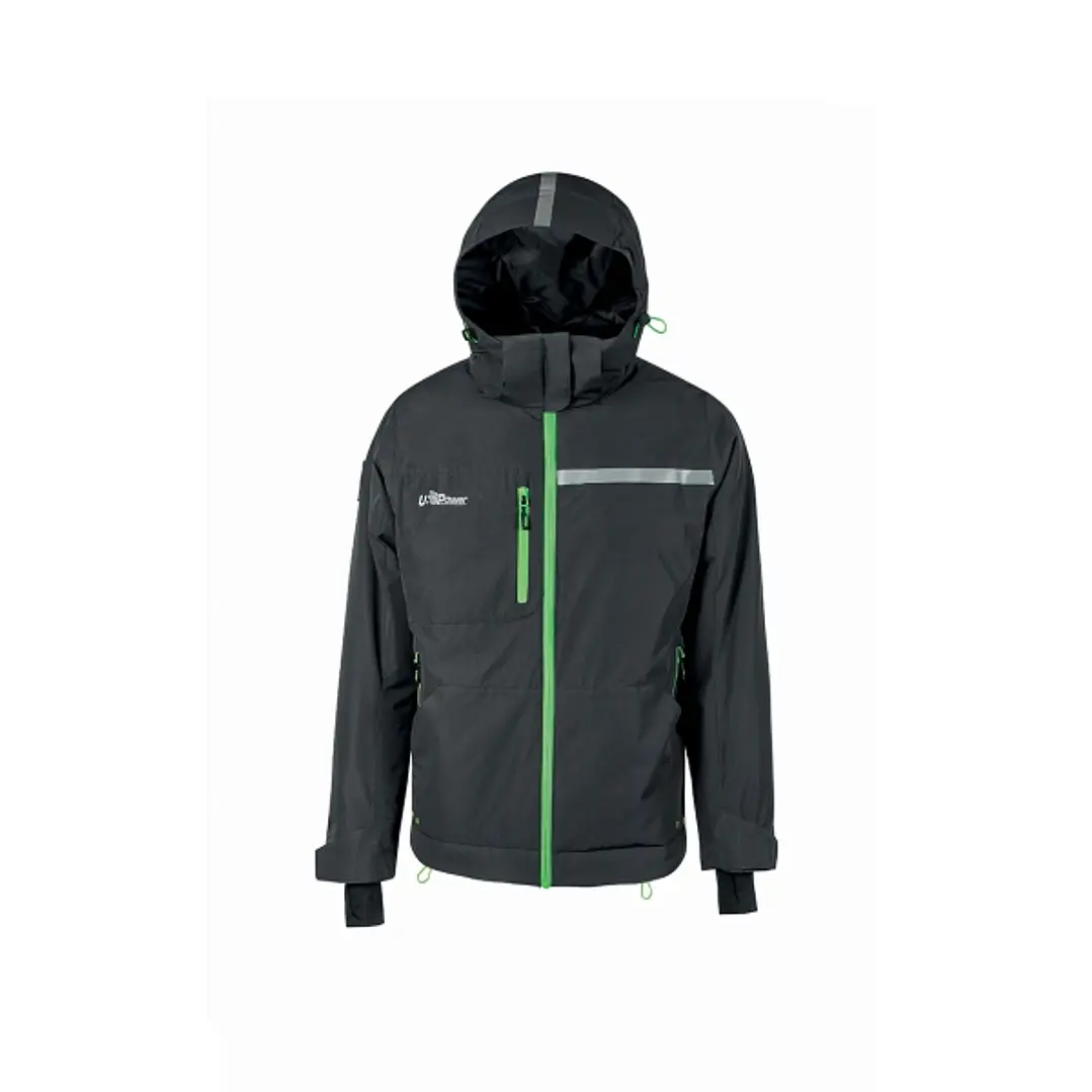 Upower Wink Chaqueta de Trabajo de Invierno - Talla L - Acolchado de Grafeno, Impermeable, Capucha Fija Regulable, Multibolsillos, Detalles Reflectant 1