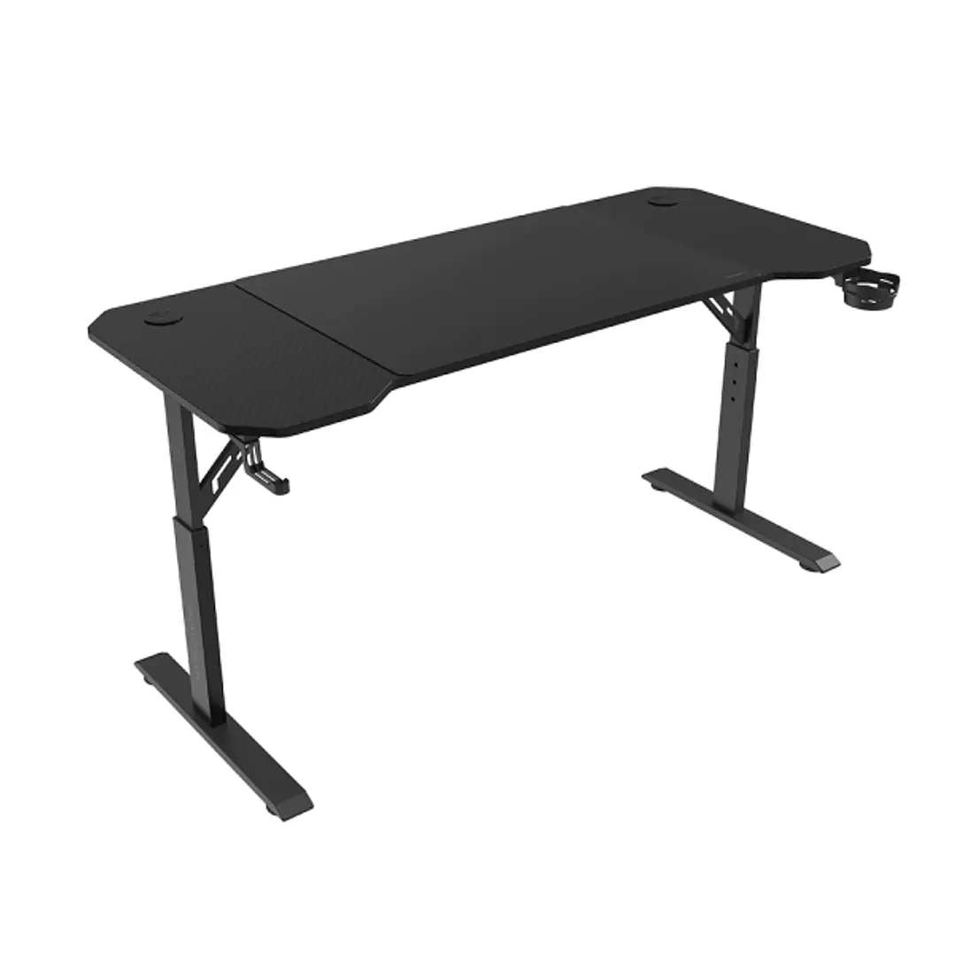 Mars Gaming MGD-ERGO140 Mesa Gaming - Altura Ajustable con 3 Posiciones - Soportes Auriculares y Bebidas - Alfombrilla XXL - Estructura Acero - 140x60 1