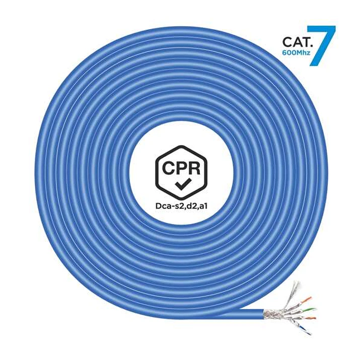 Aisens Bobina de Cable de Red RJ45 LSZH CPR Dca CAT.7 600 MHZ S/FTP AWG23 - 500M - Color Azul 1