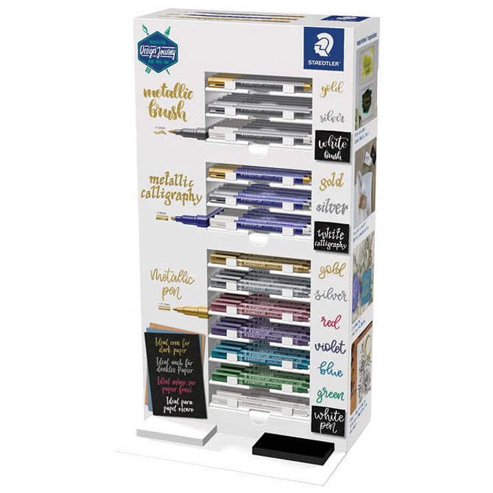 Staedtler Metallic Expositor de 130 Rotuladores de Punta Fina Metalicos - Tinta Base de Agua - Colores Surtidos 1